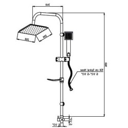 Στήλη ντους με τετράγωνη κεφαλή ανοξείδωτη και τηλέφωνο χειρός τριών εκροών  DST19-3 GPD