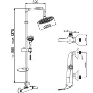 Στήλη ντους ανοξείδωτη με 5 λειτουργίες στο τηλέφωνο χειρός και κεφαλή 250mm DST21 GPD