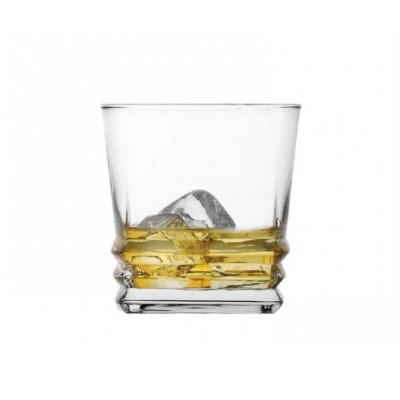 Όμορφο ποτήρι για ουίσκι με σκαλιστή βάση 315ml Φ8,4x8,7εκ. σειρά Elegan LAV