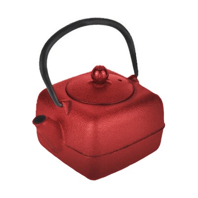 Τσαγιέρα από μαντέμι χωρητικότητας 0,300L σε κόκκινο χρώμα και τετράγωνο σχέδιο σειρά Teapot 403743