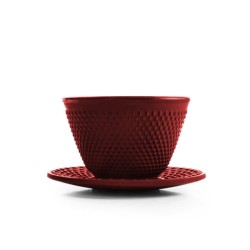 Φλυτζανάκι τσαγιού με πιατάκι σε κόκκινο χρώμα 120ml με μοντέρνο σχεδιασμό από μαντέμι 403137
