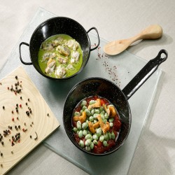 Σκεύος Wok βαθύ C/ASAS ES συμβατό με όλες τις εστίες, από σίδερο και εμαγιέ επίστρωση Φ18cm IBILI