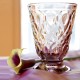 Γυάλινο ποτήρι ουίσκι ή κρασιού με πόδι 200ml περίτεχνο σκαλιστό σε ροζ χρώμα σειρά Lyonnais Φ8x11,3εκ. LA ROCHERE