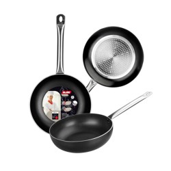 Τηγάνι βαθύ αλουμινίου από ανοξείδωτο ατσάλι συμβατό με όλες τις εστίες, Φ22 σειρά I-Chef IBILI Τηγάνι βαθύ αλουμινίου από ανοξείδωτο ατσάλι συμβατό με όλες τις εστίες, Φ22 σειρά I-Chef IBILI