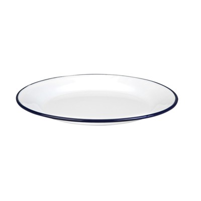 Πιάτο ρηχό εμαγιέ λευκό με μπλε λεπτομέρεια σειρά Blanca σε παραδοσιακό κομψό ύφος Φ26εκ IBILI