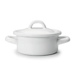 Κατσαρόλα μίνι εμαγιέ λευκή με μπλε λεπτομέρεια Φ12εκ 0.36L σειρά Blanca σε παραδοσιακό κομψό ύφος IBILI