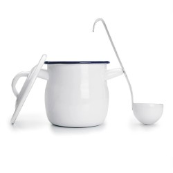 Κατσαρόλα μίνι εμαγιέ λευκή με μπλε λεπτομέρεια Φ12εκ 0.5L σειρά Blanca σε παραδοσιακό κομψό ύφος IBILI