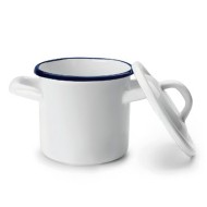 Κατσαρόλα μίνι εμαγιέ λευκή με μπλε λεπτομέρεια Φ10εκ σειρά Blanca σε παραδοσιακό κομψό ύφος IBILI