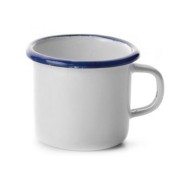 Κούπα εμαγιέ λευκή με μπλε λεπτομέρεια Φ8εκ. σειρά Blanca 400ml σε παραδοσιακό κομψό ύφος IBILI