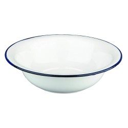 Σαλατιέρα εμαγιέ σειρά Blanca λευκή με μπλε λεπτομέρεια Φ32εκ. σε παραδοσιακό κομψό ύφος IBILI