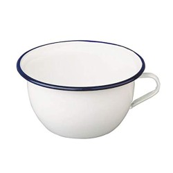 Μπωλ κούπα εμαγιέ σειρά Blanca λευκό με μπλε λεπτομέρεια Φ24εκ σε παραδοσιακό κομψό ύφος IBILI