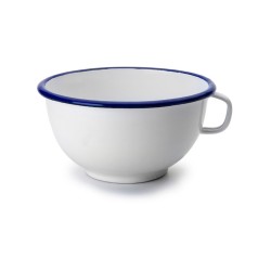 Μπωλ κούπα εμαγιέ λευκό με μπλε λεπτομέρεια σειρά Blanca Φ14εκ σε παραδοσιακό κομψό ύφος IBILI