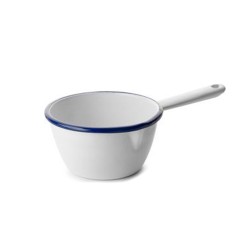 Γαλατιέρα εμαγιέ λευκή με μπλε λεπτομέρεια Φ12εκ σειρά Blanca σε παραδοσιακό κομψό ύφος IBILI