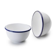 Μπωλ εμαγιέ λευκό με μπλε λεπτομέρεια σειρά Blanca Φ16x9εκ. σε παραδοσιακό κομψό ύφος IBILI