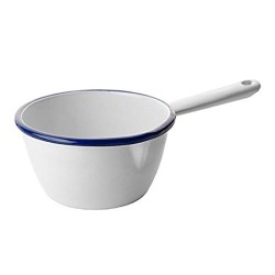 Γαλατιέρα εμαγιέ λευκή με μπλε λεπτομέρεια Φ10εκ σειρά Blanca σε παραδοσιακό κομψό ύφος IBILI