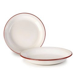 Πιάτο βαθύ εμαγιέ λευκό με κόκκινη λεπτομέρεια σειρά Bordeaux Φ28εκ σε παραδοσιακό κομψό ύφος IBILI