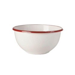 Μπωλ εμαγιέ Φ20x11.5εκ λευκό με κόκκινη λεπτομέρεια σειρά Bordeaux σε παραδοσιακό κομψό ύφος IBILI