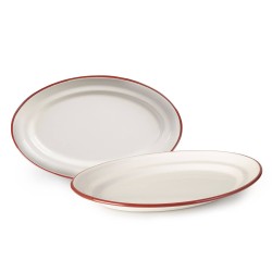 Πιατέλα εμαγιέ λευκή με κόκκινη λεπτομέρεια σειρά Bordeaux σε παραδοσιακό κομψό ύφος Φ36εκ IBILI