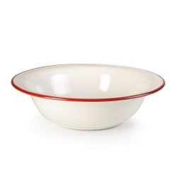 Μπωλ εμαγιέ λευκό με κόκκινη λεπτομέρεια 3.6L σειρά Bordeaux Φ32εκ σε παραδοσιακό κομψό ύφος IBILI