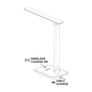 LED φωτιστικό γραφείου CCT μαύρο με ασύρματη φόρτιση κινητού 6W 250Lm IP20 και καλώδιο USB Type-C