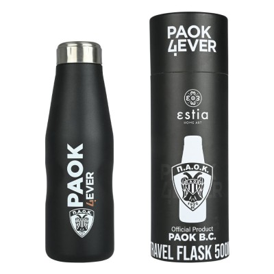 Θερμός μπουκάλι Travel Flask Paok BC Edition χωρητικότητας 500ml σε μαύρο χρώμα