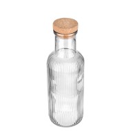 Μπουκάλι γυάλινο χωρητικότητας 1000ml ανάγλυφο με φελλό σε γκρι χρώμα