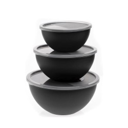 Μπωλ στρογγυλό με καπάκι σετ 3 τεμάχια χωρητικότητας 1lt, 2lt, 3lt σε μαύρο χρώμα Μπωλ στρογγυλό με καπάκι σετ 3 τεμάχια χωρητικότητας 1lt, 2lt, 3lt σε μαύρο χρώμα