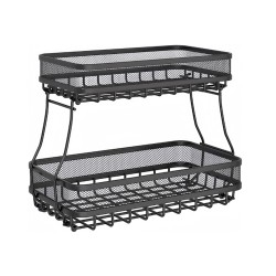 Φρουτιέρα μεταλλική με 2 ορόφους σε χρώμα μαύρο διαστάσεων Μ35xΠ20xΥ27cm Φρουτιέρα μεταλλική με 2 ορόφους σε χρώμα μαύρο διαστάσεων Μ35xΠ20xΥ27cm