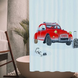 Κουρτίνα μπάνιου διαστάσεων 180xΥ200cm με σχέδιο αυτοκίνητο Retro