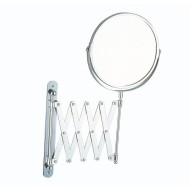 Καθρέπτης μπάνιου πτυσσόμενος δύο όψεων ασημί με διάμετρο 17cm