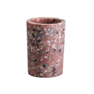 Ποτηροθήκη πολυρεζίνης Terrazo σε χρώμα κεραμιδί διαστάσεων 7,2x7,2x10cm