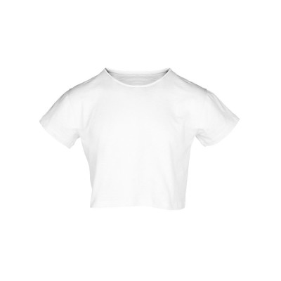 Κοντό γυναικείο μπλουζάκι φλάμα 100% βαμβάκι με κοντά μανίκια νούμερο XS/S σε χρώμα λευκό