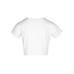 Κοντό γυναικείο μπλουζάκι φλάμα 100% βαμβάκι με κοντά μανίκια νούμερο M/L σε χρώμα λευκό