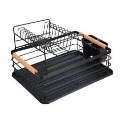 Πιατοθήκη Bamboo Essentials διώροφη μεταλλική σε χρώμα μαύρο με λαβές Πιατοθήκη Bamboo Essentials διώροφη μεταλλική σε χρώμα μαύρο με λαβές