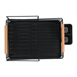 Πιατοθήκη Bamboo Essentials διώροφη μεταλλική σε χρώμα μαύρο με λαβές