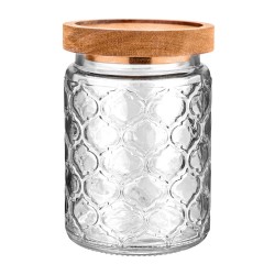 Δοχείο αποθήκευσης Acacia γυάλινο χωρητικότητας 700ml διαστάσεων 14x10cm ανάγλυφο