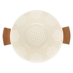 Σουρωτήρι ζυμαρικών Acacia ανοξείδωτο διαμέτρου 22cm με ξύλινες Ivory