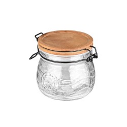 Αποθήκευσης Acacia γυάλινο χωρητικότητας 500ml με καπάκι κλιπ