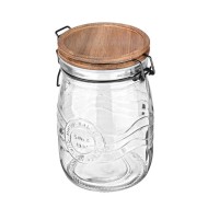 Δοχείο αποθήκευσης Acacia γυάλινο χωρητικότητας 1000ml με κλιπ καπάκι 
