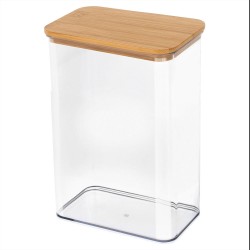 Δοχείο αποθήκευσης διάφανο πλαστικό χωρητικότητας 2500ml με καπάκι bamboo Δοχείο αποθήκευσης διάφανο πλαστικό χωρητικότητας 2500ml με καπάκι bamboo