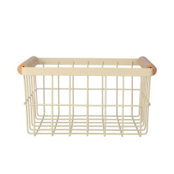 Καλάθι οργάνωσης Acacia μεταλλικό με ξύλινες λαβές διαστάσεων 28x20x14cm Ivory