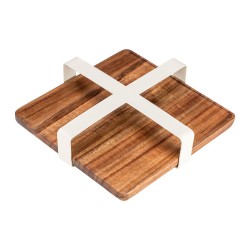 Χαρτοπετσετοθήκη τετράγωνη Acacia μεταλλική σε χρώμα Ivory διαστάσεων 19,5x19,5x4cm