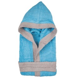 Μπουρνούζι παιδικό Junior 480gr δίχρωμο βαμβακερό νούμερο 10 σε χρώμα Tirqoise