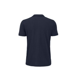 Ανδρικό οργανικό πόλο με κοντά μανίκια και φακαρόλα στο λαιμό σε χρώμα Navy νούμερο Large