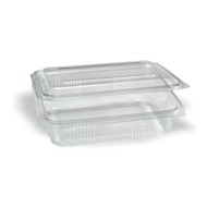 Σκεύος παραλληλόγραμμο PET διάφανο 1500cc με ενσωματωμένο καπάκι συσκευασία 50 τεμαχίων