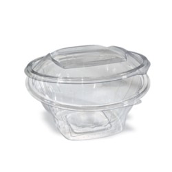 Σκεύος στρογγυλό PET διάφανο 1000cc με ενσωματωμένο καπάκι συσκευασία 50 τεμαχίων