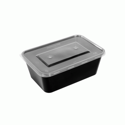 Σετ σκεύος πλαστικό injection ΡΡ Microwave χρώματος μαύρο με διάφανο καπάκι χωρητικότητας 1000ml