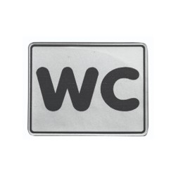 Πινακίδα σμάλτου "WC" διαστάσεων 10x8cm σε ασημί χρώμα Πινακίδα σμάλτου "WC" διαστάσεων 10x8cm σε ασημί χρώμα