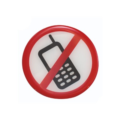 Πινακίδα σμάλτου "απαγορεύεται η χρήση κινητού τηλεφώνου" διαμέτρου 10cm
