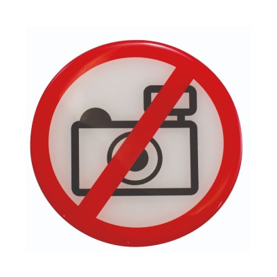 Πινακίδα σμάλτου "απαγορεύεται η χρήση φωτογραφικής μηχανής" διαμέτρου 10cm